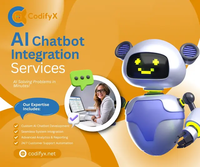 AI Chatbot Integration — Expertise — CodifyX, banner design by Saif Kasbati