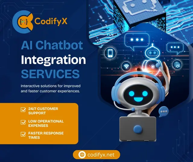 AI Chatbot Integration Services — CodifyX, banner design by Saif Kasbati