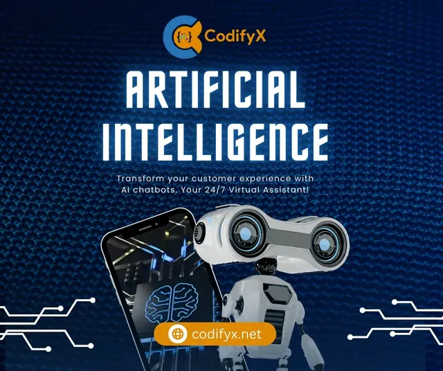Artificial Intelligence Chatbots — CodifyX, banner design by Saif Kasbati