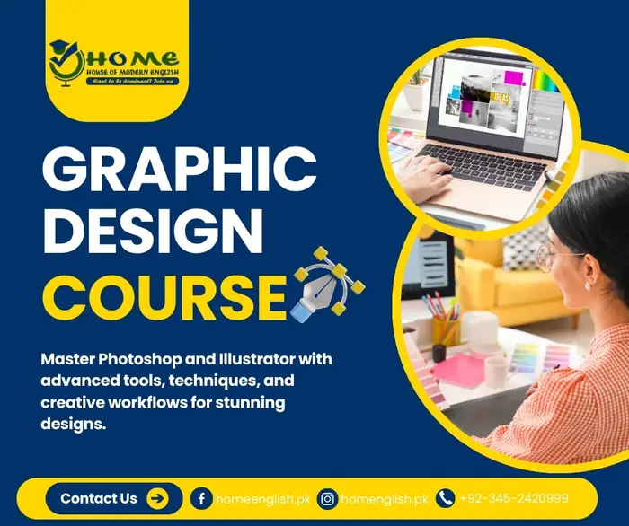 Graphic Design Course Ad — House of Modern English, banner design by Saif Kasbati
