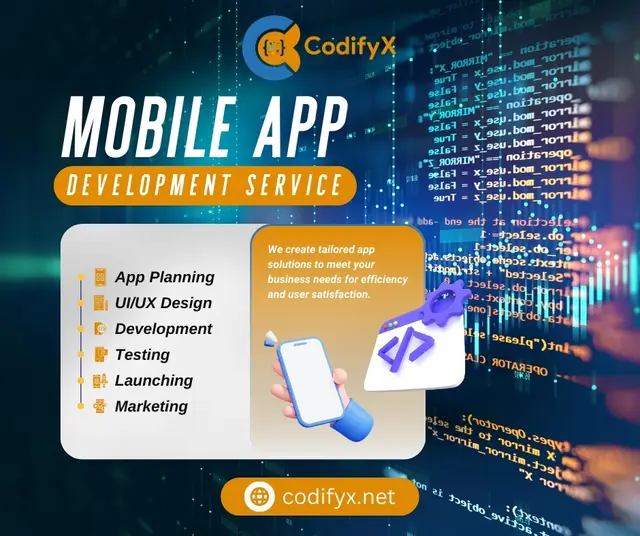 Mobile App Development Service — CodifyX, banner design by Saif Kasbati