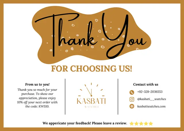 Thank You Card — Kasbati Watches, print design by Saif Kasbati