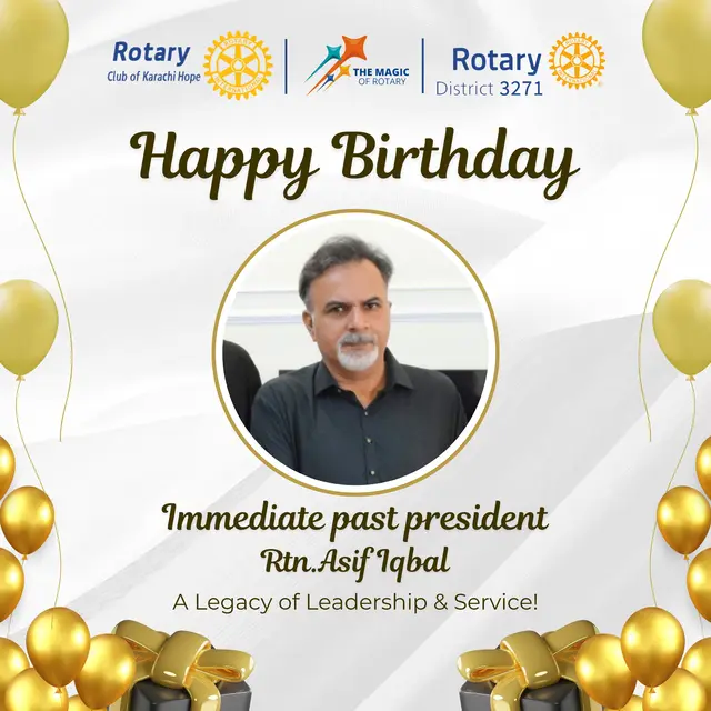 Birthday Post — Asif Iqbal — Rotary Club of Karachi Hope, social media post design by Saif Kasbati