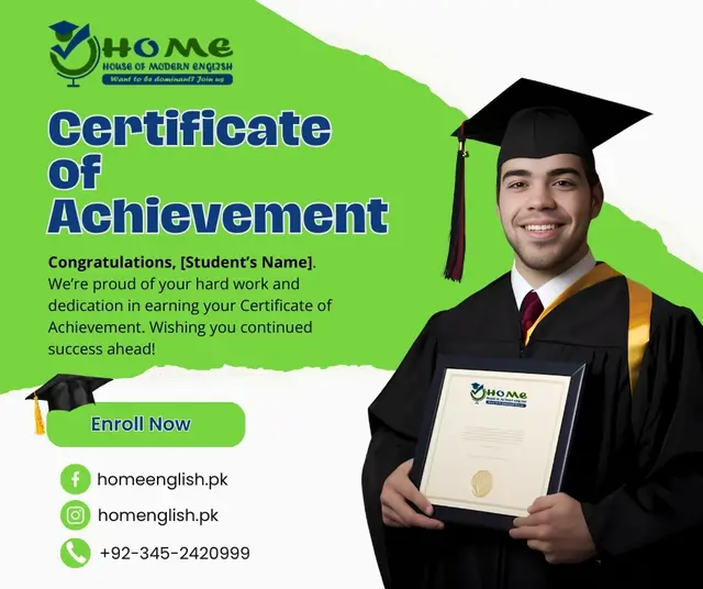 Certificate of Achievement — House of Modern English, social media post design by Saif Kasbati