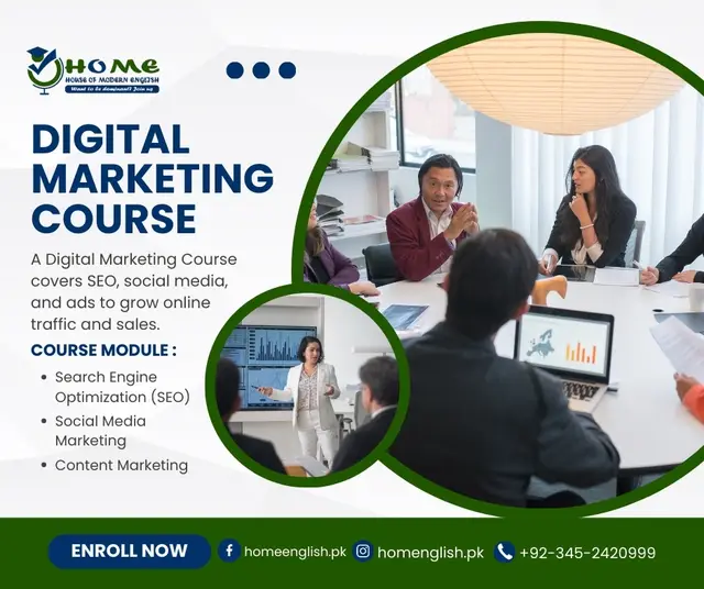 Digital Marketing Course — House of Modern English, social media post design by Saif Kasbati