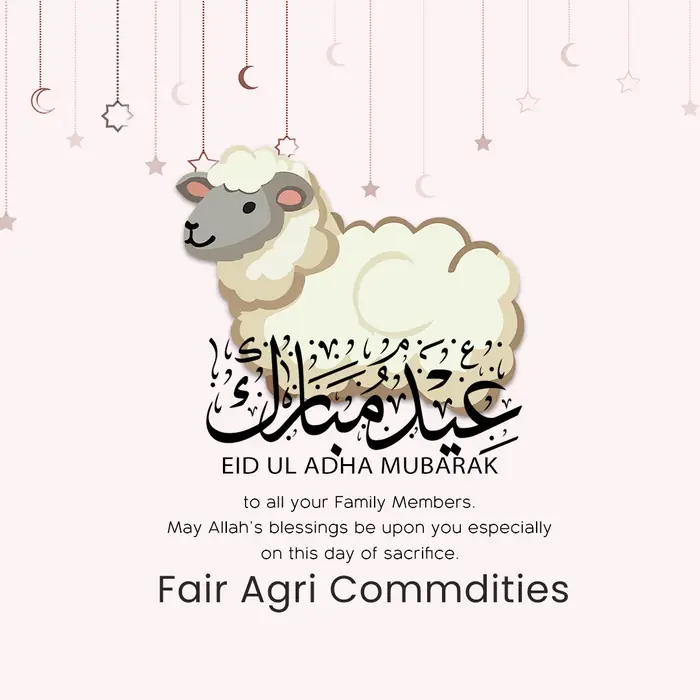 Eid ul-Adha Mubarak — Fair Agri Commodities, social media post design by Saif Kasbati