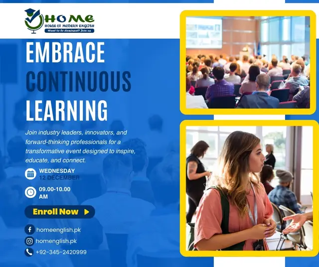 Embrace Continuous Learning — House of Modern English, social media post design by Saif Kasbati
