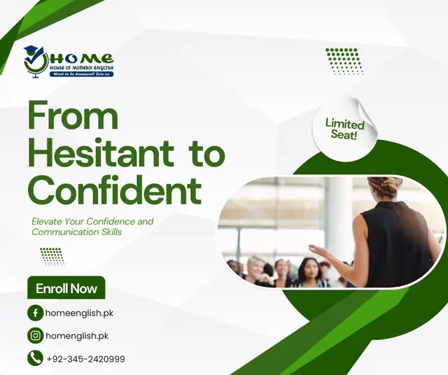 From Hesitant to Confident — House of Modern English, social media post design by Saif Kasbati