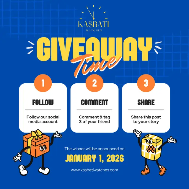 Giveaway Time — Kasbati Watches, social media post design by Saif Kasbati