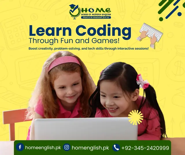 Learn Coding Through Fun and Games — House of Modern English, social media post design by Saif Kasbati