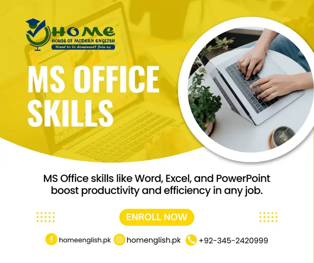 MS Office Skills — House of Modern English, social media post design by Saif Kasbati