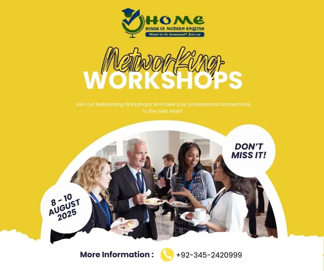 Networking Workshops — House of Modern English, social media post design by Saif Kasbati