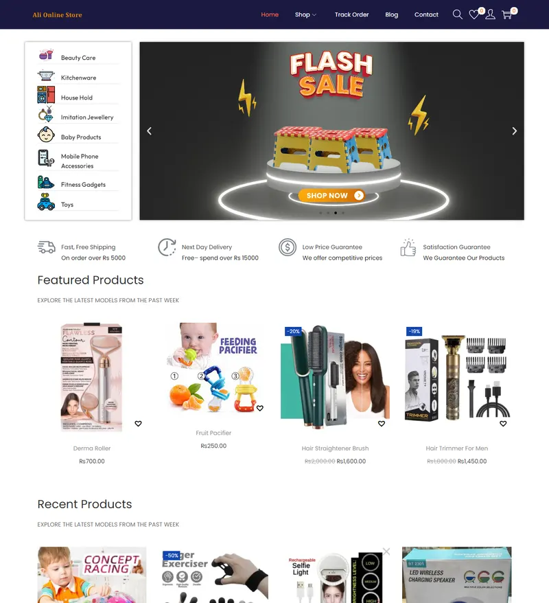 Ali Online Store — E-commerce website, web design project by Saif Kasbati