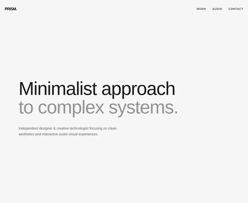 PRISM — Minimal portfolio — design & sound, web design project by Saif Kasbati