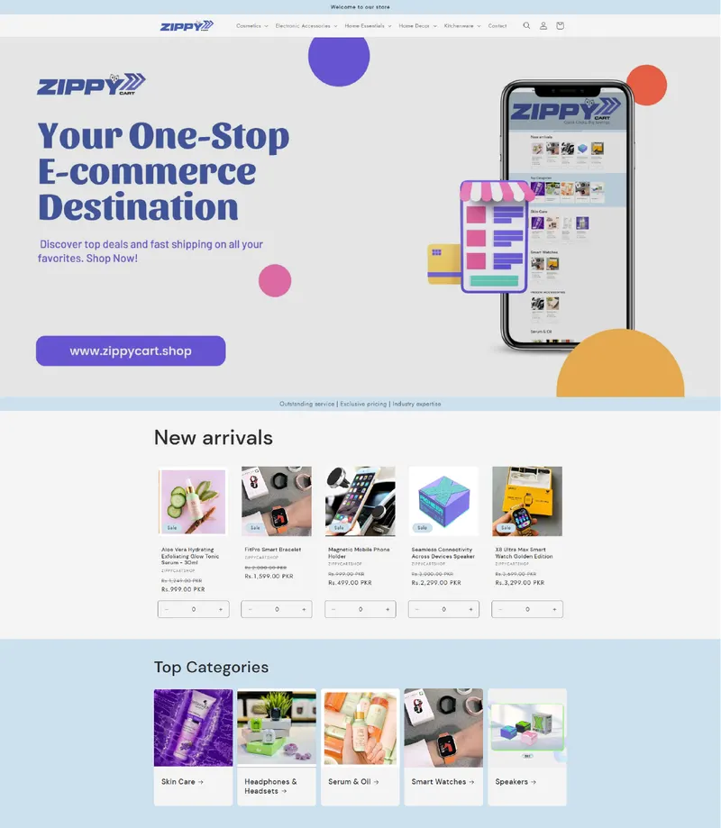 Zippy Cart — Shopify storefront, web design project by Saif Kasbati